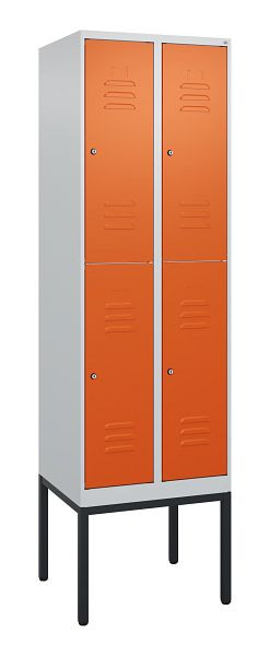 C+P Doppelstöckiger Spind Classic PLUS, Gestell, 2 Abteile, 2120x600x500mm, 7035/2004, Zylinderschlösser, 0803307-20 S10061