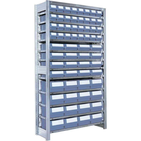 BITO Behälterregal mit 64RK 1849x1008x424 Anbaufeld verzinkt lose FP, 53014