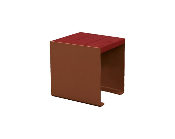 Procity Sitzbank Kube, 450 mm, Stahl & Holz Ohne Rückenlehne, Mahagoni/Rost Korken Effekt, 306397.S025.ACAJ