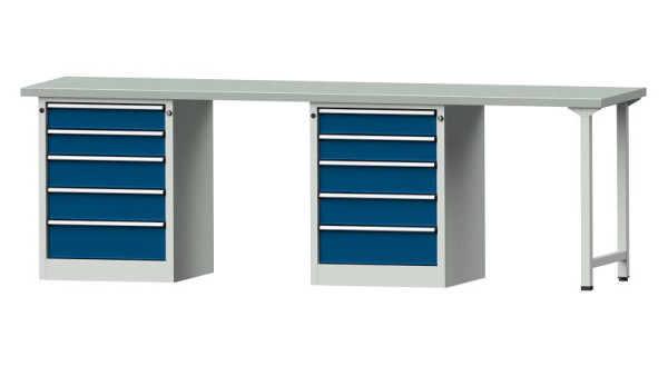 ANKE Werkbänke Kombiwerkbank, Modell 915 V, 2800 x 700 x 890 mm, RAL 7035/5010, ZBP 40 mm, 415.141