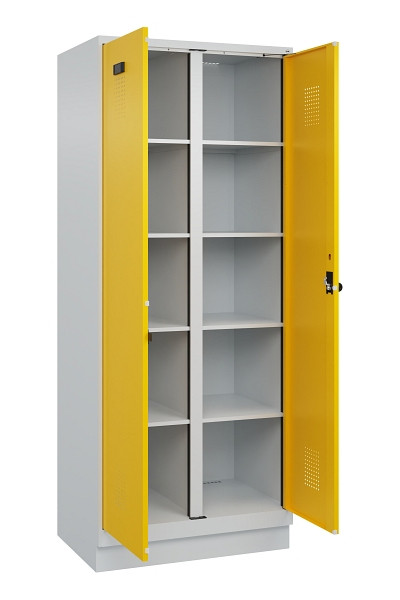 C+P Wäsche-Spind Evolo PLUS, mit Sockel, 2 Abteile, 1950x800x500mm, 7035/1023, Verschluss Drehriegel, 049022-22B S10001