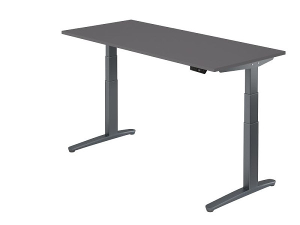 Hammerbacher Sitz-Steh-Schreibtisch elektrisch 180x80cm Graphit/Graphit, Rechteckform, VXBHM19/G/GG
