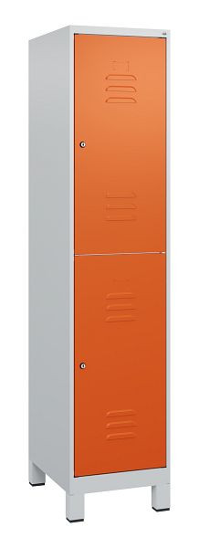 C+P Doppelstöckiger Spind Classic PLUS, Füße, 1800x400x500mm, 7035/2004, Zylinderschlösser, 0803107-12 S10063