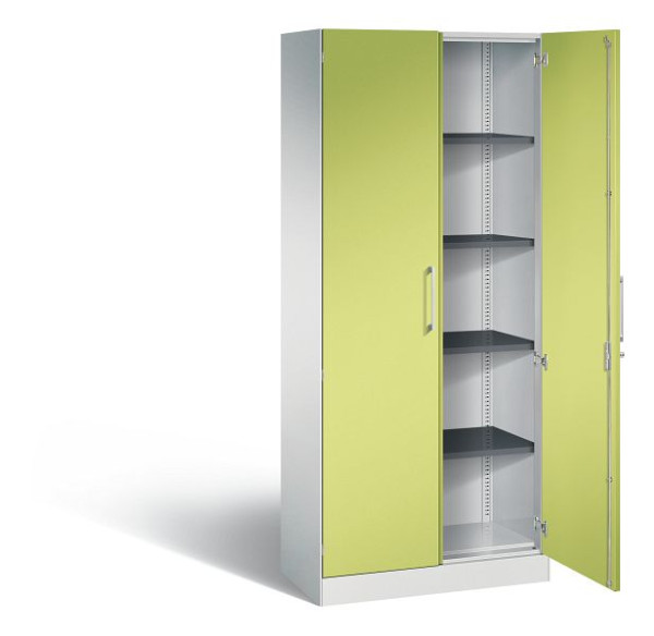 C+P Flügeltürenschrank Asisto, H1980xB800xT435mm, Farbe: Lichtgrau / Viridingrün, Bügelgriff, 5 OH, 141003-000 S10202