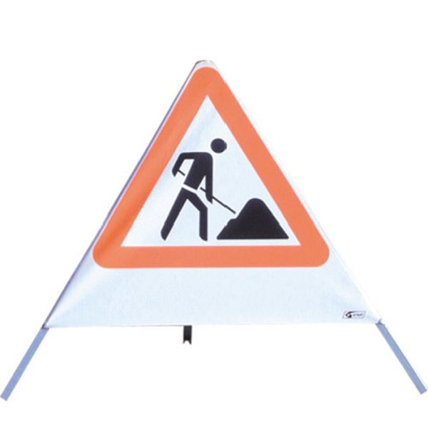 Stein HGS Faltsignal -Multiple- tagesleuchtend (fluoreszierend), VZ123 Baustelle, ohne Text, 700mm/1100mm/4,5kg, 18623