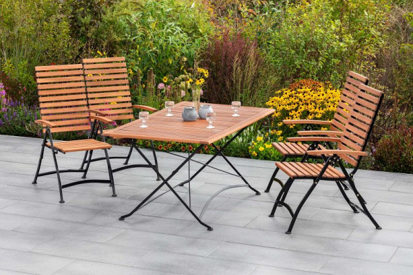 Merxx Schlossgarten Set 5-teilig, 4 Schlossgarten Klappsessel, Rückenlehne 5-fach verstellbar, 1 Schlossgarten Klapptisch, 160 x 90 cm, 50151-217