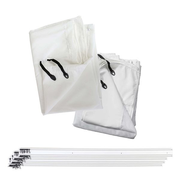 Mendler Seitenwand für Pergola HWC-J32, 4er-Set + Moskitonetz Pavillon Ersatzseitenwand, 4x3m weiß, 77048+77384