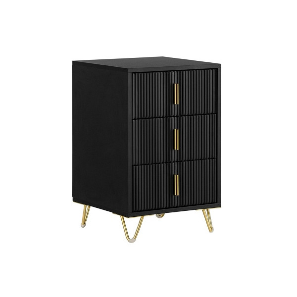 SoBuy Nachttisch mit 3 Schubladen Schwarz 40x36x63 cm, Modern, FBT115-L-SCH