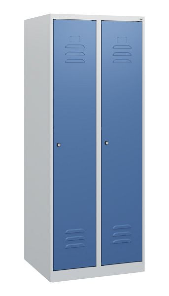 C+P Umkleidespind Classic PLUS, 2 Abteile, 1530x600x500mm, 7035/5023, Zylinderschlösser, 0800005-20 S10000
