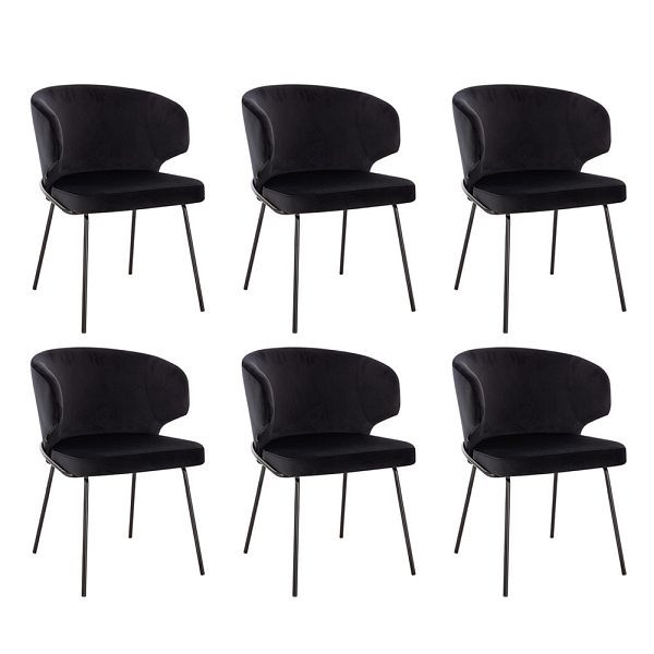 HOME DELUXE Esszimmerstuhl AMARA Samt Schwarz - Stückzahl: 6, 56003