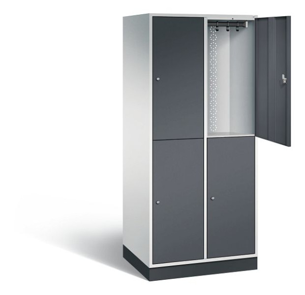 C+P Spind doppelstöckig XL Intro, H1950xB820xT590mm, Farbe: Lichtgrau / Schwarzgrau, 8270-203 S10039