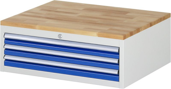 RAU Schubladenschrank Serie 7000, B770 x T650 x H285mm, 3 x Schublade-Größe-XL 3xH60 mm, Buche-Massiv-Arbeitsplatte, Stärke 25 mm, 03-XL1.2A-B.11