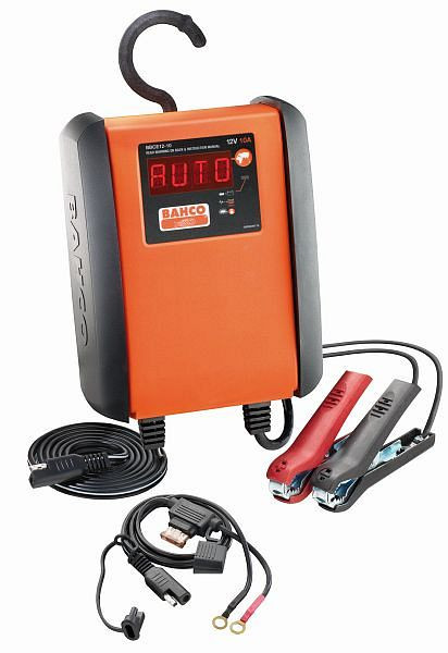 Bahco Vollautomatisches Mikroprozessor Batterielade‐ und  Batterieerhaltungsgerät 10 Ampere, 8‐stufig für 12V‐(10‐230 Ah) Batterien,  BBCE12-10