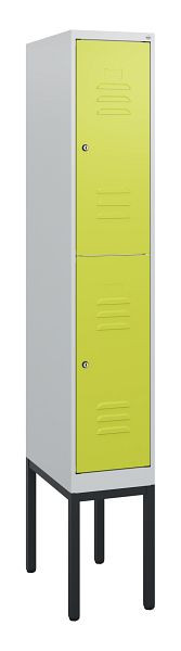 C+P Doppelstöckiger Spind Classic PLUS, Gestell, 1950x300x500mm, 7035/0024, Zylinderschlösser, 0803305-10 S10040