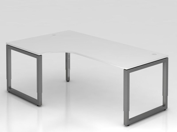 Hammerbacher Winkeltisch O-Fuß eckig 200x120cm Weiß/Graphit, Winkelform 90°, links oder rechts montierbar, VRS82/W/G