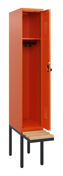 C+P Spind Evolo PLUS, 1 Abteil, 1950x300x815mm, 2004/2004, Drehriegel, Sitzfläche Holz, 0490405-10 S10030