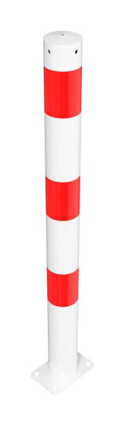 Schake Absperrpfosten Stahlrohr Ø 76 x 2,6 mm ortsfest, für Dübel Befestigung, feuerverzinkt und weiß beschichtet, 476PB