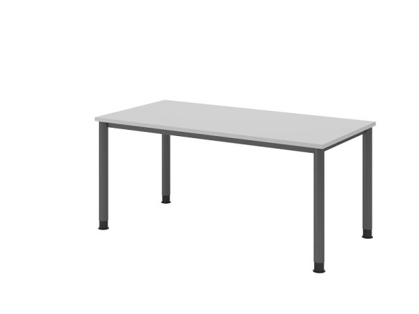 Hammerbacher Schreibtisch HS16, 160 x 80 cm, Platte: Grau, 25 mm dick, 4-Fuß-Gestell in Graphit, Arbeitshöhe 68,5-81cm, VHS16/5/G