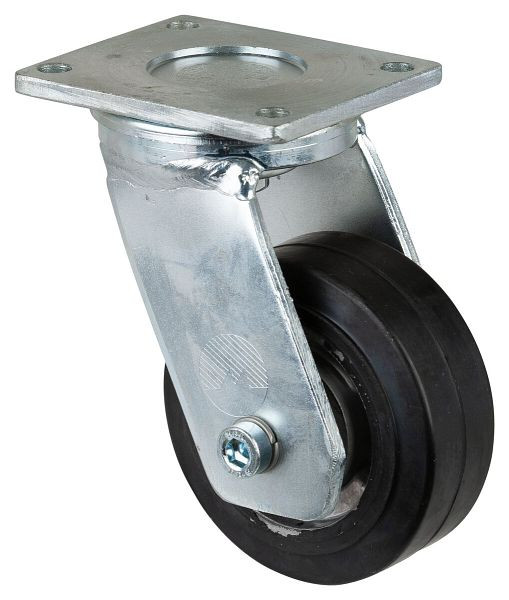 BS Rollen Schwerlastrolle, Rad-Breite 40 mm, Rad-Ø 100 mm, Tragfähigkeit 150 kg, Elastik-Reifen schwarz, Radkörper Aluminium, Kugellager, RR100.B80.100