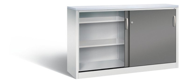 C+P Sideboard mit Schiebetüren Acurado, H1000xB1600xT400mm, Farbe: Lichtgrau / Vulkangrau, Bügelgriff, 2146-00 S10117