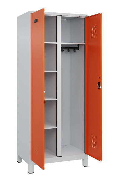 C+P Wäsche-/Garderobenspind Evolo PLUS, mit Füßen, 2 Abteile, 1950x800x500mm, 7, Frontfarbe RAL 2004 Reinorange, Zylinderschloss, 049610-22 S10029