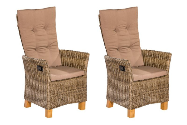 Merxx Toskana Hochlehner, 2er Set, inkl. Sitzkissen, Beine aus Akazienholz, durch Gasdruckfeder verstellbar, natur, FSC Akazienholz, 50410-211