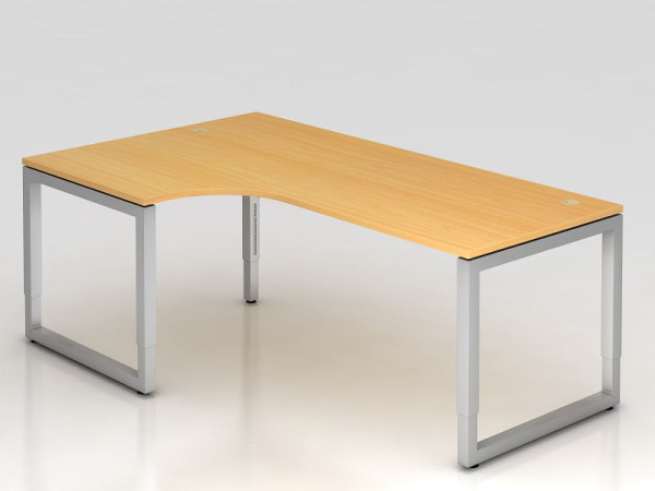 Hammerbacher Winkeltisch O-Fuß eckig 200x120cm 90° Buche, Winkelform 90°, links oder rechts montierbar, VRS82/6/S