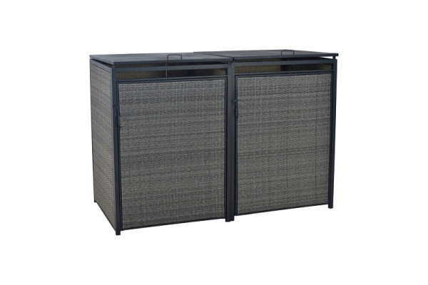 Merxx Set Mülltonnenabdeckung Basis + Anbau, groß, Aluminium mit Kunststoffgeflecht, 50756-209