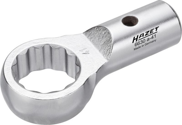 Hazet Aufsteck-Ringschlüssel, Rundaufnahme Ø 21 / 26 mm, Außen-Doppel-Sechskant Profil, 41 mm, 6630A-41