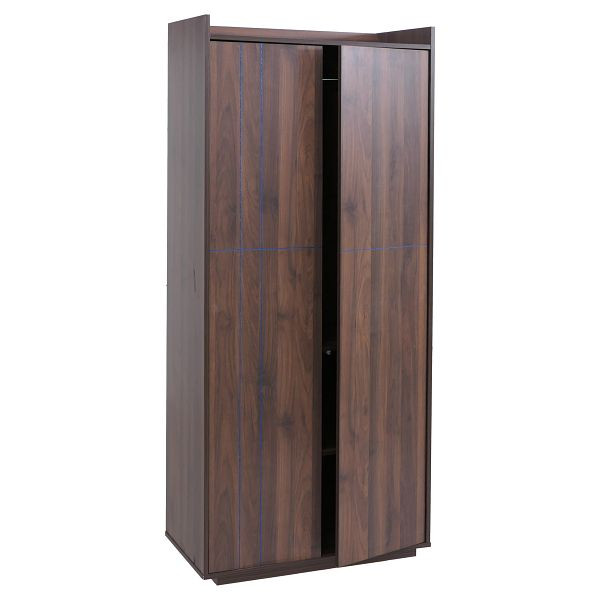 Mendler Schrank HWC-P44, Kleiderschrank Garderobenschrank 2 Türen Push-to-open, MDF 184x80x40cm, Walnuss-Optik, 139859+139860