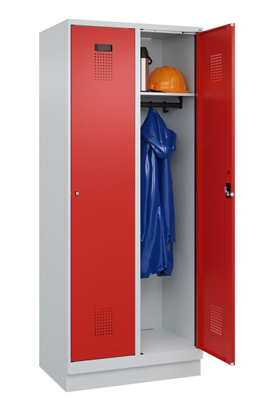 C+P Spind Evolo PLUS, mit Sockel, 2 Abteile, 1950x800x500mm, 7035/3020, Verschluss Zylinderschloss, Ablageböden 2, 049020-22 S10032