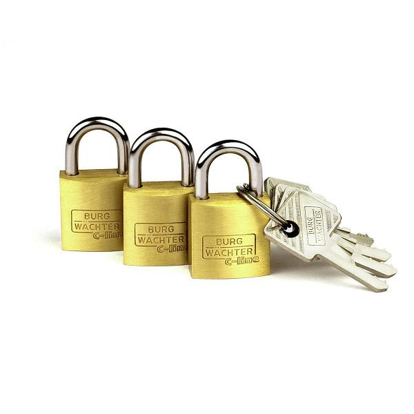 BURG-WÄCHTER 3er Set - Zylinder-Vorhangschloss Trio 222 20 GL SB, HxBxT (außen): 36,7 x 25 x 9,3mm, VE: 30 Stück (10x 3er Sets), 29921