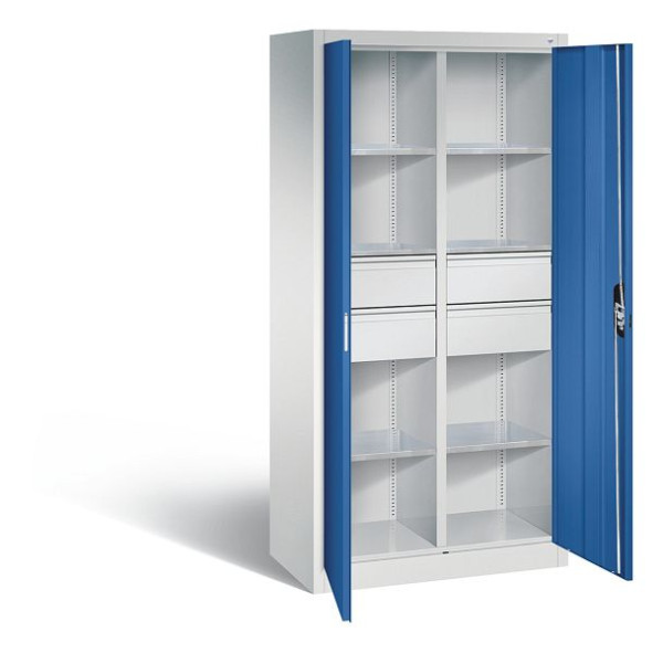 C+P Werkzeugschrank Acurado, H1950xB930xT500mm, Farbe: Lichtgrau / Enzianblau, Muldengriff, 8921-3042 S10130