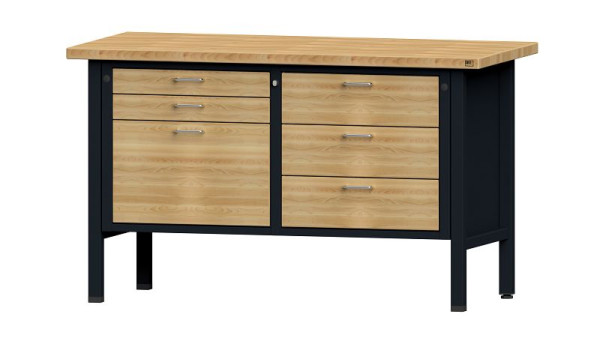 ANKE Werkbänke Kastenwerkbank, Modell 207 VH, 1500 x 700 x 890 mm, RAL 7016/Buche, BMP 40 mm, 312.021