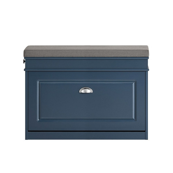 SoBuy Schuhbank mit einer Tür Blau 75x24x51 cm, Funktional, FSR82-L-B