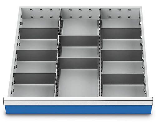 Bedrunka+Hirth Schubladeneinsätze T736 R 24-24, für Blendenhöhe 75 mm, 2 x MF 600 mm, 8 x TW 200 mm, 139BLH75