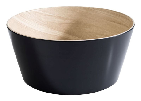 APS Schale -FRIDA-, Ø 22 cm, Höhe: 10,5 cm, Melamin, innen: Holzoptik, außen: schwarz, 84612
