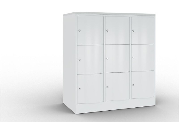 C+P XL-Schließfachschrank Resisto, 9 Fächer, H1255B1148T640 mm, Grau/DBS Hellgrau, 8573-373 S10037