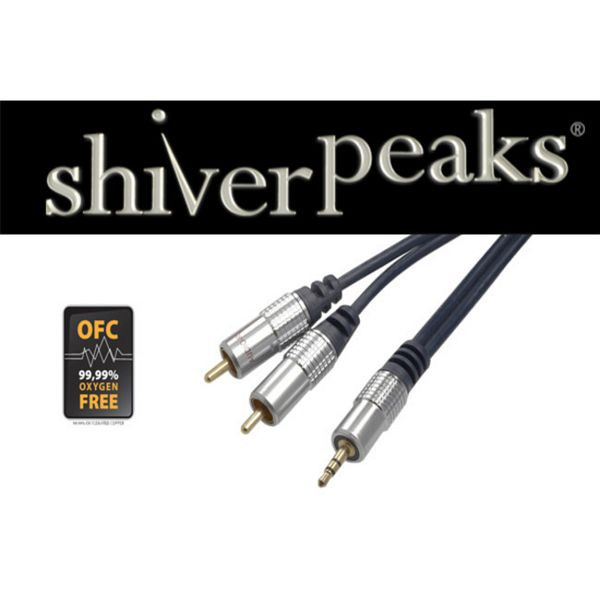 shiverpeaks PROFESSIONAL Verchromter Metall-Klinkenstecker 3,5 mm und 2 verchromte Metall-Cinchstecker, vergoldete Kontakte, 3,0m, 30833-SPP
