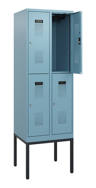 C+P Doppelstock-Spind Evolo PLUS, Gestell, 4 Fächer, 1950x600x500mm, 0010/0010, Zylinderschloss, 0493305-20 S10059
