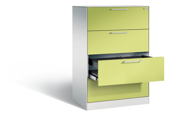 C+P Hängeregistraturschrank Asisto, H1310xB800xT600mm, Farbe: Lichtgrau / Viridingrün, Bügelgriff, 146223-412 S10486