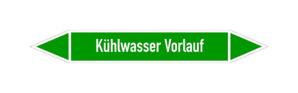 Schilder Klar Rohrleitungskennzeichen Kühlwasser Vorlauf, 100x15 mm Folie selbstklebend, 101450/60