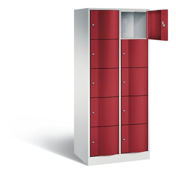 C+P Schließfachschrank Resisto, H1950xB772xT540mm, Farbe: Lichtgrau / Rubinrot, 8570-272 S10282