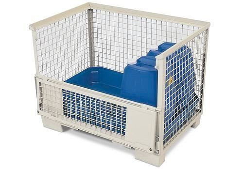 DENIOS Gitterbox inklusive Kleingebindewanne GW-Z aus Polyethylen (PE), 129049
