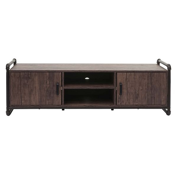 Mendler TV-Rack HWC-F58, Fernsehtisch Lowboard, Industrie-Design 3D-Struktur Staufach braun 45x140x40cm, 70051