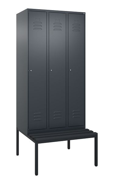 C+P Umkleidespind Classic PLUS mit Mitteltrennwand, 3 Abteile, 2120x900x815mm, 7016/7016, Zylinderschlösser, 0800507-30F S10027