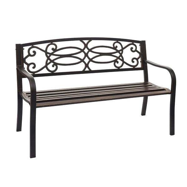 Mendler Gartenbank HWC-F44, Bank Parkbank Sitzbank, 2-Sitzer pulverbeschichteter Stahl, vintage bronze, 76762