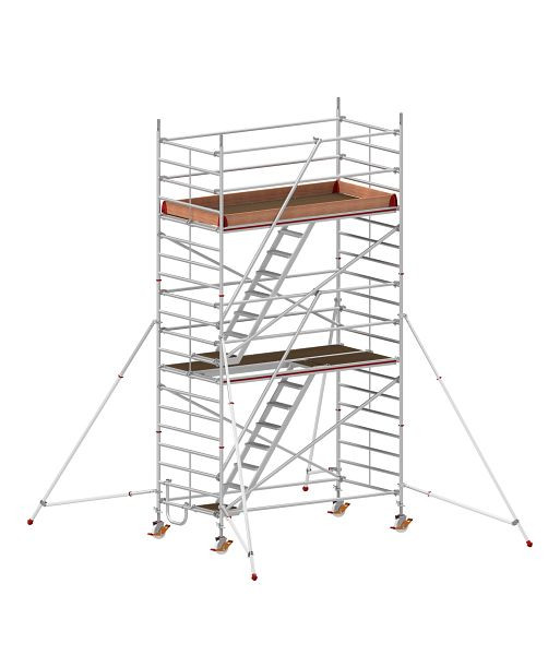 HYMER Treppen-Fahrgerüst mit Ausleger, Bühnenlänge 2,95 m, Rahmenteilbreite 1,50 m, Reichhöhe 6,40 m, 857306