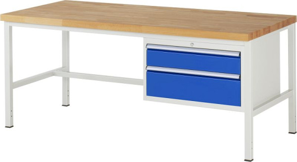 RAU Werkbank Serie 8000 - Modell 8223, B2000 x T900 x H840-1040 mm, Systemunterbau B1995 x T850 x H800-1000 mm, 03-8223A1-209B4H.11