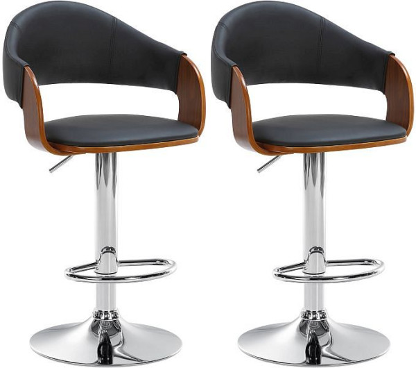 CLP Barhocker Nilse Kunstleder chrom, walnuss/schwarz, VE: 2 Stück, 324963